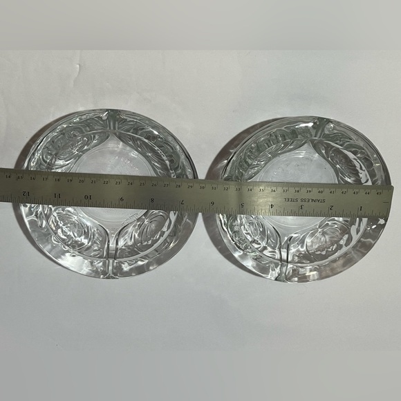 Vintage Glass Ashtray KIG Indonesia Pressed Etched Glass Rose Pattern Lot of 2 - Picture 5 of 14